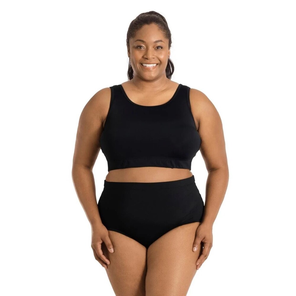 JunoActive QuikEnergy Swim Bra Black 6X New With Tags UPF 50+